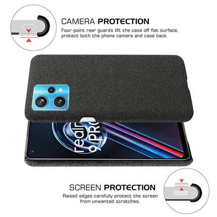Woven Soft Fabric Case for Realme 9 Pro Plus Back Cover, Shock Protection Slim Hard Anti Slip Back Cover (Black)