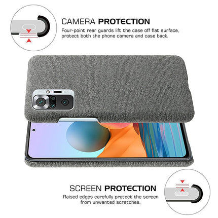 Woven Soft Fabric Case for Redmi Note 10 Pro / Note 10 Pro Max Back Cover, Shock Protection Slim Hard Anti Slip Back Cover (Grey)