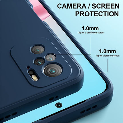 Matte Lens Protective Back Cover for Redmi Note 10 / Note 10S , Slim Silicone with Soft Lining Shockproof Flexible Full Body Bumper Case , Blue