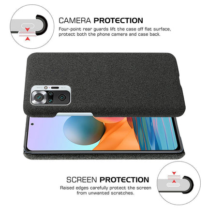 Woven Soft Fabric Case for Redmi Note 10 Pro / Note 10 Pro Max Back Cover, Shock Protection Slim Hard Anti Slip Back Cover (Black)