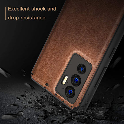 Tux Back Case for Vivo V23E, Slim Leather Case with Soft Edge Shockproof Back Cover (Brown)