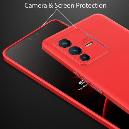 Double Dip Full 360 Protection Back Case Cover for Vivo V23 PRO (5G) (Red)