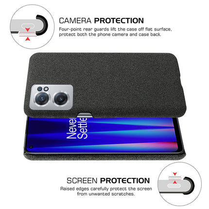 Woven Soft Fabric Case for OnePlus Nord CE 2 (5G) Back Cover, Shock Protection Slim Hard Anti Slip Back Cover (Black)