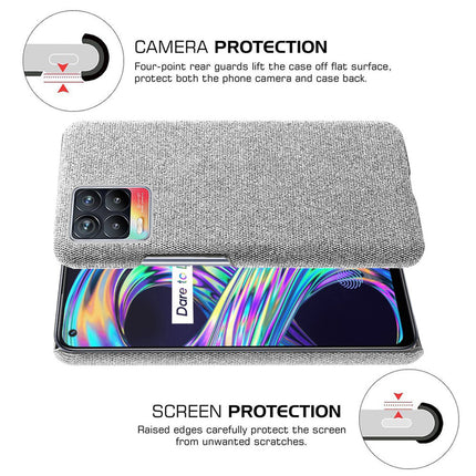 Woven Soft Fabric Case for Realme 8 Pro / Realme 8 (4G) Back Cover, Shock Protection Slim Hard Anti Slip Back Cover (Grey)