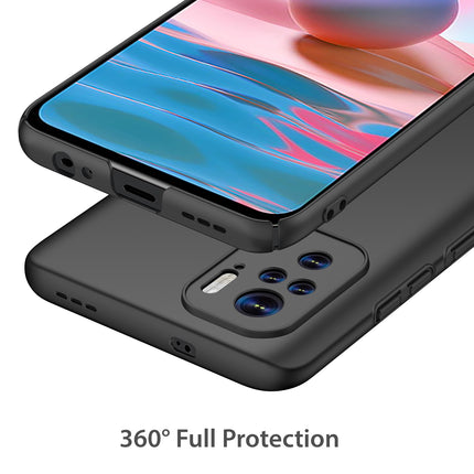 Silk Smooth Finish [Full Coverage] All Sides Protection Slim Back Cover For Xiaomi Redmi Note 10 /  Note 10S (Black)