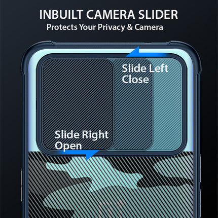 Camo Slider Back Cover for OnePlus Nord CE (5G) , [Military Grade Protection] Shockproof Slim Clear Camera Shield Bumper Back Case (Blue)