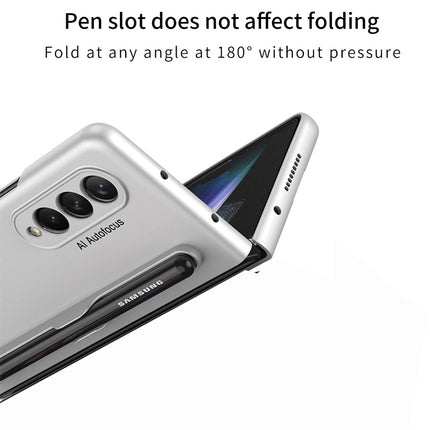 Ultra Thin Back Case for Samsung Galaxy Z Fold3 , [Inbuilt S Pen Holder] Full Body Protection Hard Back Cover , Silver
