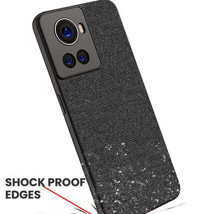 Soft Fabric Hybrid Protective Back Case Cover for Oneplus 10R (Black)