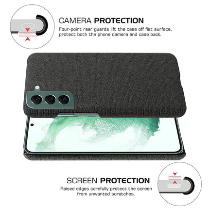 Woven Soft Fabric Case for Samsung Galaxy S22 Plus Back Cover, Shock Protection Slim Hard Anti Slip Back Cover (Black)