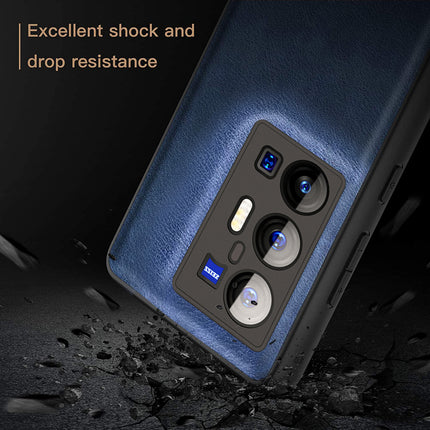 Tux Back Case For Vivo X70 Pro Plus , Slim Leather Case with Soft Edge Shockproof Back Cover (Blue)