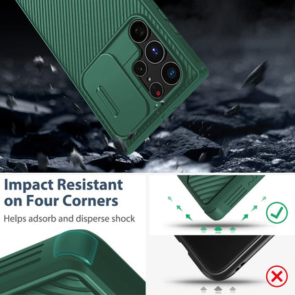 Mobizang Camshield Back Cover for Samsung Galaxy S22 Ultra | Inbuilt Slider Shockproof Lens Protection Case (Green)
