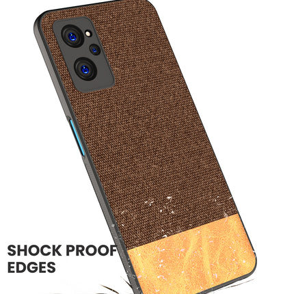 Soft Fabric & Leather Hybrid Protective Case Cover for Realme 9i (Brown)