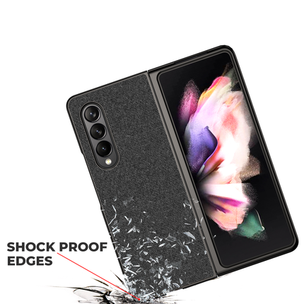 Soft Full Fabric Protective Back Case Cover for Samsung Galaxy Z Fold 3 (Black)