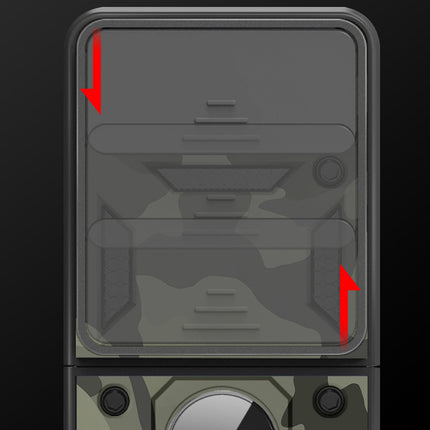 Tank Back Cover for Samsung Galaxy Z Flip 3 (5G) , Inbuilt Ring + Slider Shockproof Lens Protection Case (Black)