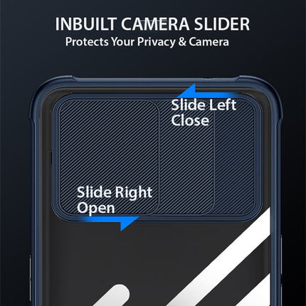 Slider Back Cover for Samsung Galaxy A22 4G , [Military Grade Protection] Shockproof Slim Clear Camera Shield Bumper Back Case (Blue)