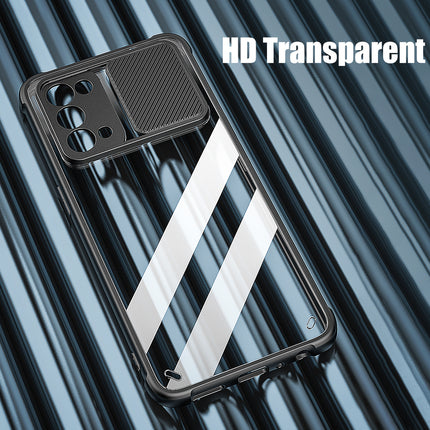 Slider Back Cover for Oppo Reno 5 PRO , [Military Grade Protection] Shockproof Slim Clear Camera Shield Bumper Back Case (Black)