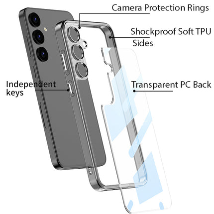 Mobizang Clear Airbag Back Case for Samsung Galaxy S24 Plus | Transparent Shockproof Slim Hard PC Shell Protective Cover (Clear)