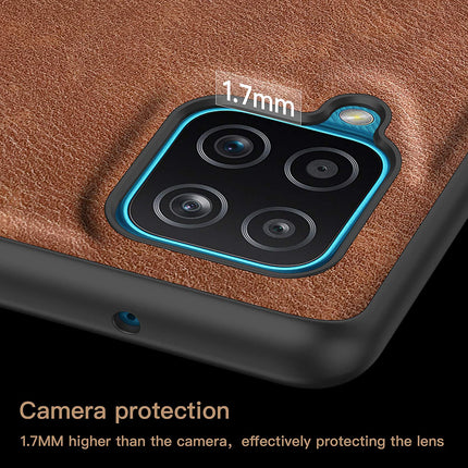 Tux Back Case for Samsung Galaxy A22 (4G) , Slim Leather Case with Soft Edge Shockproof Back Cover (Brown)