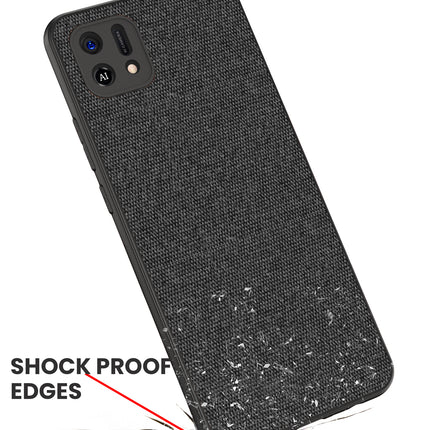Soft Fabric Hybrid Protective Back Case Cover for Oppo A16K (Black)