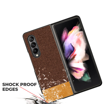 Soft Fabric & Leather Hybrid Protective Case Cover for Samsung Galaxy Z Fold 3 (Brown)