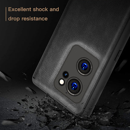 Tux Back Case For Oppo Reno 7 (5G) , Slim Leather Case with Soft Edge Shockproof Back Cover (Black)