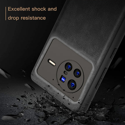 Tux Back Case for Vivo X80 , Slim Leather Case with Soft Edge Shockproof Back Cover (Black)