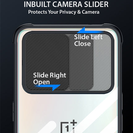 Slider Back Cover for OnePlus Nord CE (5G) / One Plus Nord CE (5G) , [Military Grade Protection] Shockproof Slim Clear Camera Shield Bumper Back Case (Black)