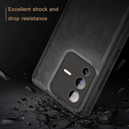 Tux Back Case for Vivo V23 Pro, Slim Leather Case with Soft Edge Shockproof Back Cover (Black)