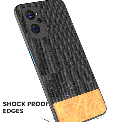 Soft Fabric & Leather Hybrid Protective Case Cover for Realme 9i (Black ,Brown)