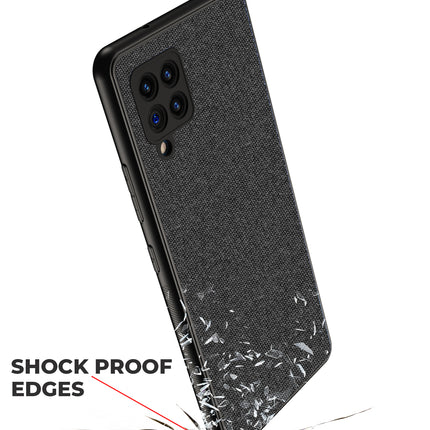 Soft Fabric Hybrid for Samsung Galaxy M42 (5G) Back Cover, Shockproof Protection Slim Hard Back Case (Black)