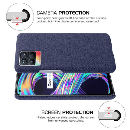 Woven Soft Fabric Case for Realme 8 Pro / Realme 8 (4G) Back Cover, Shock Protection Slim Hard Anti Slip Back Cover (Blue)