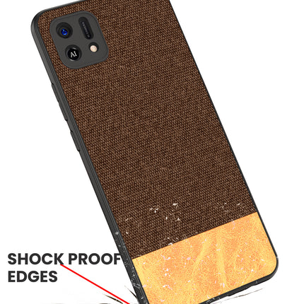 Soft Fabric & Leather Hybrid Protective Case Cover for Oppo A16K (Brown)