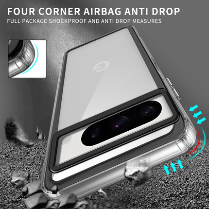 Mobizang Warrior Acrylic Clear Back Cover For Google Pixel 8 PRO | Slim Shockproof [Military Grade Protection] Hybrid Bumper Case (Clear Sides)