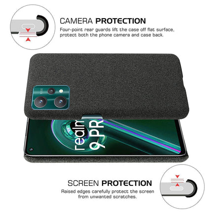 Woven Soft Fabric Case for Realme 9 Pro Back Cover, Shock Protection Slim Hard Anti Slip Back Cover (Black)