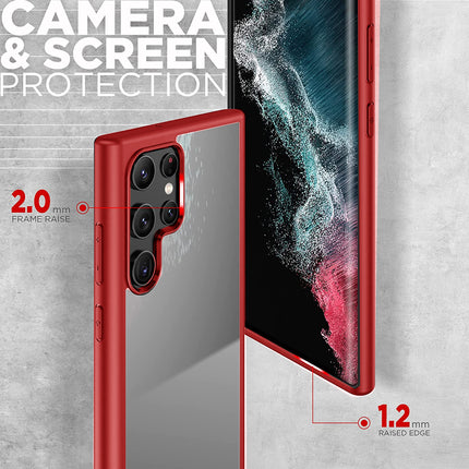 Hawkeye Clear Back Cover for Samsung Galaxy S22 Ultra , Camera Lens Protector Shockproof Slim Clear Case Cover (Red)