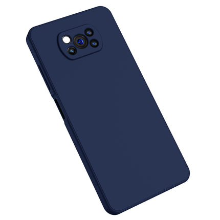 Matte Lens Protective Back Cover for Poco X3 Pro / Poco X3 , Slim Silicone with Soft Lining Shockproof Flexible Full Body Bumper Case , Blue