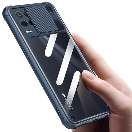 Slider Back Cover for Realme 8 Pro / Realme 8 (4G) , [Military Grade Protection] Shockproof Slim Clear Camera Shield Bumper Back Case (Blue)