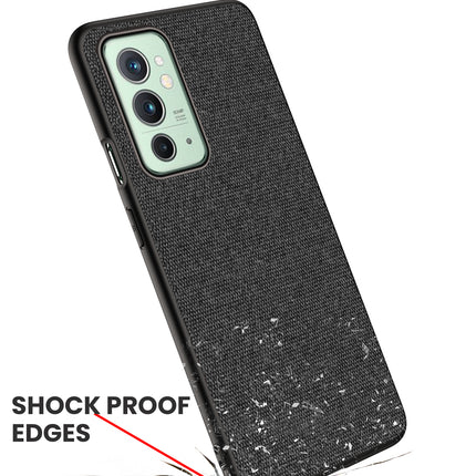 Soft Fabric Hybrid for OnePlus 9RT Back Cover, Shockproof Protection Slim Hard Back Case (Black)