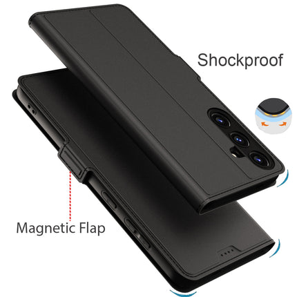 Mobizang Noble Slim Magnetic Leather Flip Case Cover for Samsung Galaxy S24 | Card Holder Stand Leather Flip Wallet Case (Black)