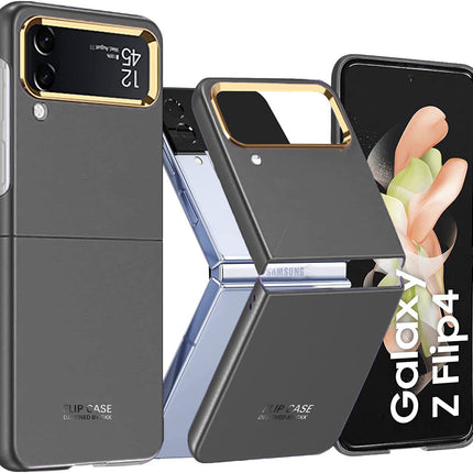 Mobizang Ultra Thin PC Back with Gold Ring for Galaxy Z Flip 4 - Black