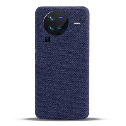 Mobizang Woven Soft Fabric Case for Vivo X80 Pro (5G) Back Cover,  Shock Protection Slim Hard Anti Slip Back Cover (Blue)