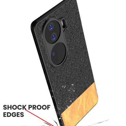 Mobizang Soft Fabric & Leather Hybrid Protective Back Cover for Oppo Reno 11 PRO | Shockproof Slim Hard Anti Slip Back Case (Black , Brown)