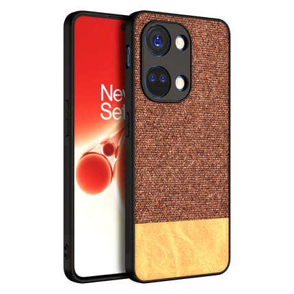 Mobizang Soft Fabric & Leather Hybrid Protective Back Cover for Oneplus Nord 3 | Shockproof Slim Hard Anti Slip Back Case (Brown)