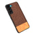 Soft Fabric & Leather Hybrid for Samsung Galaxy S21 FE Back Cover, Shockproof Protection Slim Hard Back Case (Brown)