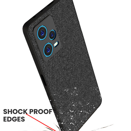 Mobizang Soft Full Fabric Hybrid for Redmi Note 12 Pro Plus Back Cover | Shockproof Hybrid Slim Hard Anti Slip Back Case (Black)