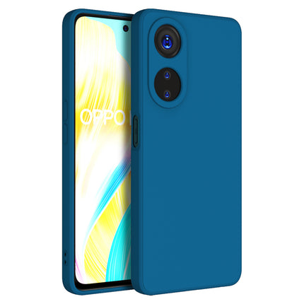 Mobizang Matte Protective Lens Flexible Back Cover for Oppo F23 | Slim Silicone with Soft Lining Shockproof Full Body Bumper Case (Blue)