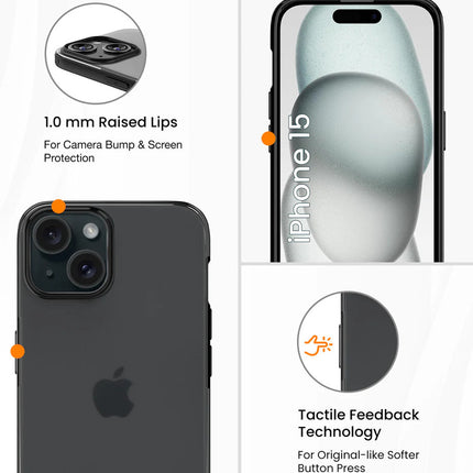 Mobizang Shield Frosted Acrylic Back Shock Proof Case Cover for Apple iPhone 15 Plus (Black)