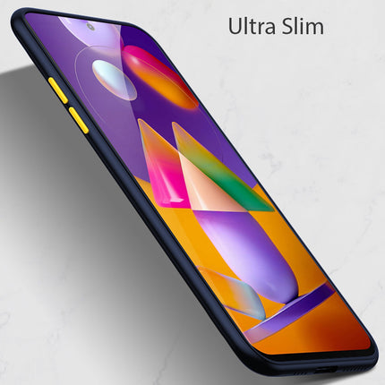 Camouflage Paper Thin Back Cover For Samsung Galaxy M31S , Super Slim Matte Translucent Full Protection Back Case (Blue)