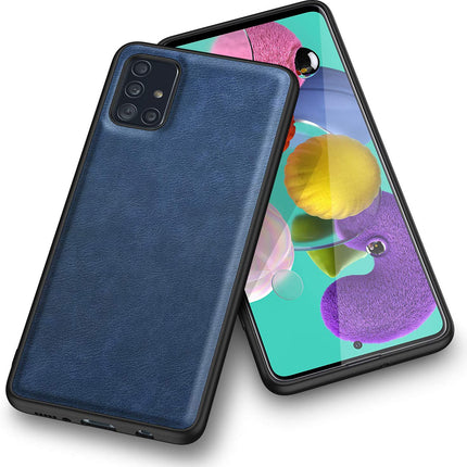 Tux Back Case For Samsung Galaxy A51 , Slim Leather Case with Soft Edge Shockproof Back Cover (Blue)