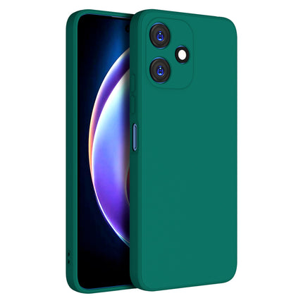 Mobizang Matte Protective Lens Flexible Back Cover for Redmi 12 (5G) / Poco M6 Pro (5G) | Slim Silicone with Soft Lining Shockproof Full Body Bumper Case (Green)